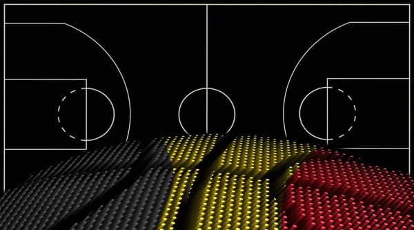 Belçika Basketbol Sahası Geçmişi Basketbol Topu Siyah Arka Plan — Stok fotoğraf