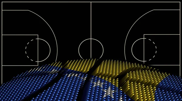 Bosnië Herzegovina Basketbalveld Achtergrond Basketbal Bal Zwarte Achtergrond — Stockfoto