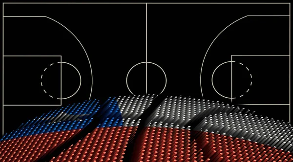 チリバスケットボールコートの背景 バスケットボールボール ブラックの背景 — ストック写真