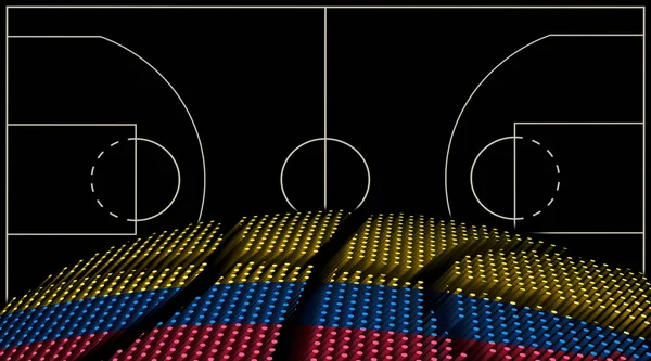 Colombia Basketbalveld Achtergrond Basketbal Bal Zwarte Achtergrond — Stockfoto