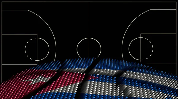 キューババスケットボールコートの背景 バスケットボールボール ブラックの背景 — ストック写真