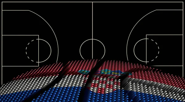クロアチアバスケットボールコート背景 バスケットボールボール ブラック背景 — ストック写真