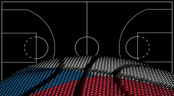 Czech Republic バスケットボールコートの背景 バスケットボールボール ブラックの背景 — ストック写真
