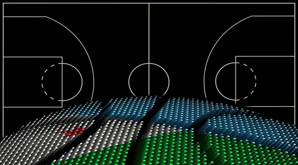 Džibutské Basketbalové Hřiště Pozadí Basketbal Míč Černé Pozadí — Stock fotografie