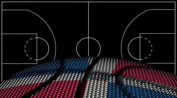 Dominican Republic Basketball Court Background Basketball Ball Black Background — Stock Photo, Image