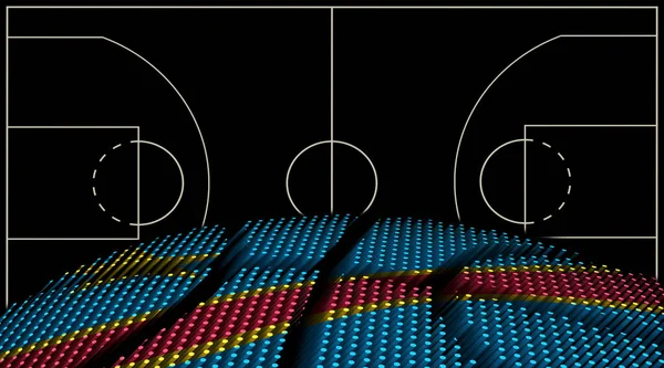 Demokratische Republik Kongo Basketballplatz Hintergrund Basketball Ball Schwarzer Hintergrund — Stockfoto