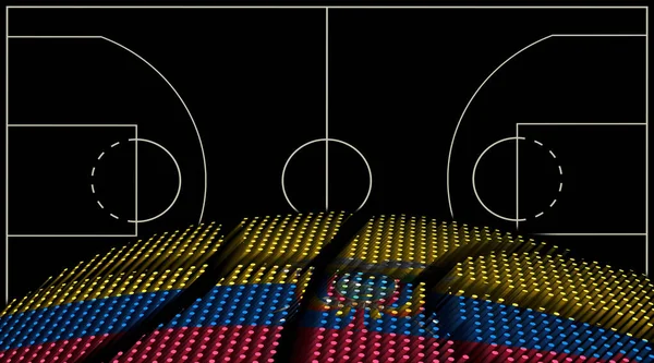 Ecuador Basket Domstol Bakgrund Basket Boll Svart Bakgrund — Stockfoto