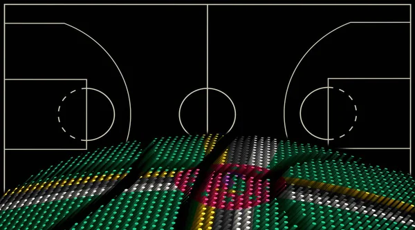 Dominika Koszykówka Tło Sądu Koszykówka Ball Czarne Tło — Zdjęcie stockowe
