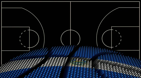 エルサルバドルバスケットボールコートの背景 バスケットボールボール ブラックの背景 — ストック写真