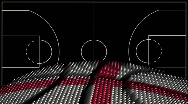 イングランドバスケットボールコートの背景 バスケットボールボール ブラックの背景 — ストック写真
