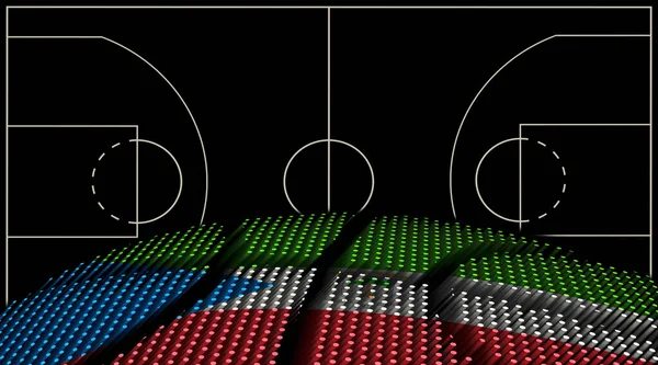 赤道ギニアバスケットボールコートの背景 バスケットボールボール 黒の背景 — ストック写真