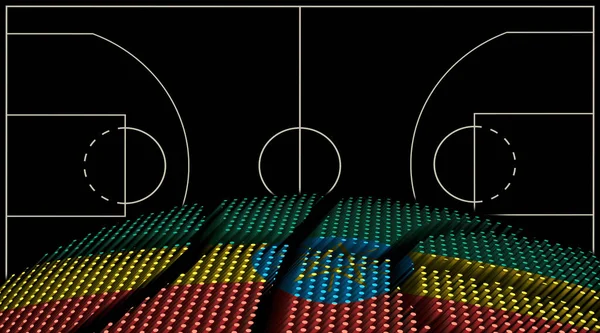 Ethiopië Basketbalveld Achtergrond Basketbalbal Zwarte Achtergrond — Stockfoto