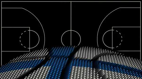 Finland Basket Domstol Bakgrund Basket Ball Svart Bakgrund — Stockfoto