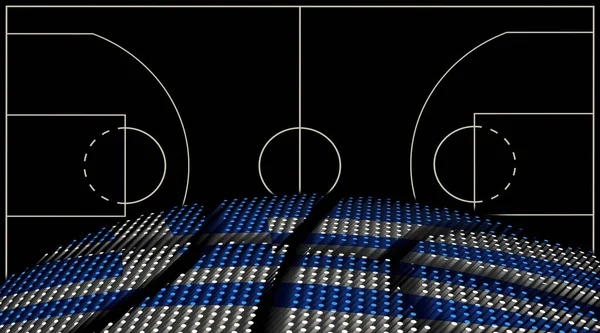 Řecko Basketbalové Hřiště Pozadí Basketbal Míč Černé Pozadí — Stock fotografie