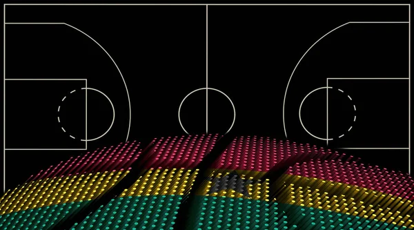 Gana Basketball Court Background Bola Basquete Fundo Preto — Fotografia de Stock
