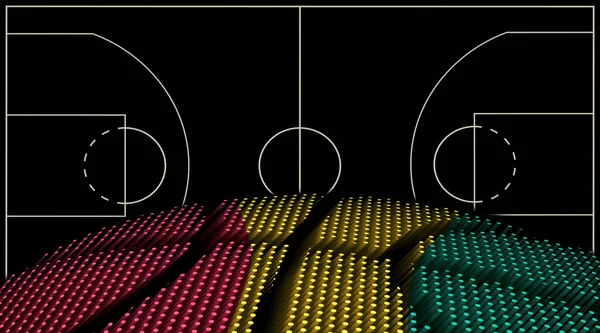 Guinea Basket Domstol Bakgrund Basket Boll Svart Bakgrund — Stockfoto