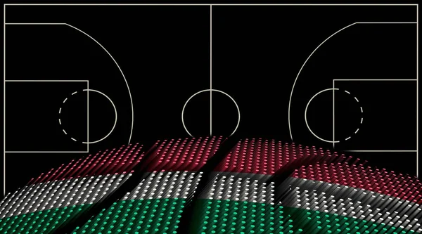 Hongarije Basketbalveld Achtergrond Basketbal Bal Zwarte Achtergrond — Stockfoto
