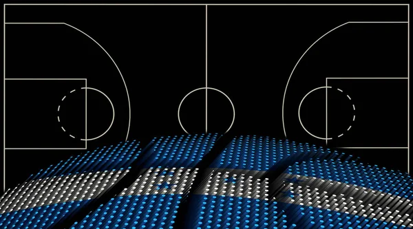 ホンジュラスバスケットボールコート背景 バスケットボールボール 黒の背景 — ストック写真