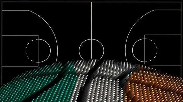 Irsko Basketbalové Hřiště Pozadí Basketbal Míč Černé Pozadí — Stock fotografie