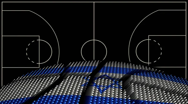 Izrael Koszykówka Tle Koszykówka Ball Czarne Tło — Zdjęcie stockowe