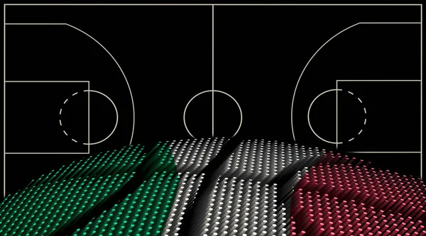 Itálie Basketbalové Hřiště Pozadí Basketbal Míč Černé Pozadí — Stock fotografie