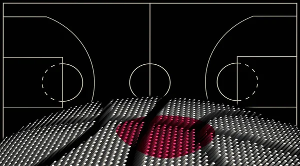 Ιαπωνία Basketball Court Background Μπάσκετ Ball Μαύρο Φόντο — Φωτογραφία Αρχείου