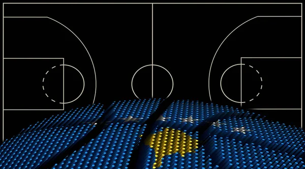 Kosovo Campo Basket Sfondo Pallacanestro Palla Fondo Nero — Foto Stock