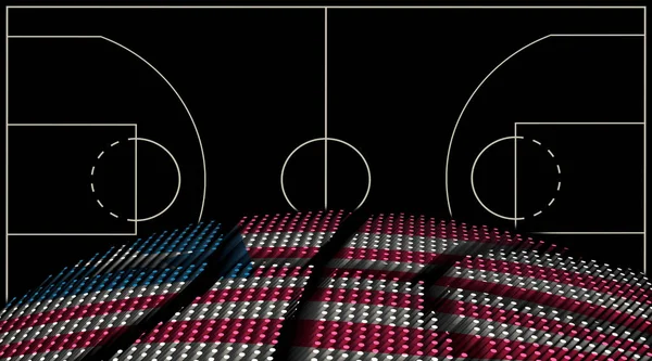リベリアバスケットボールコート背景 バスケットボールボール ブラック背景 — ストック写真