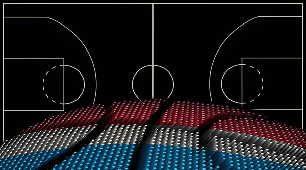 ルクセンブルクバスケットボールコートの背景 バスケットボールボール ブラックの背景 — ストック写真