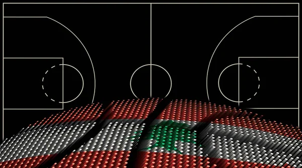Lübnan Basketbol Sahası Geçmişi Basketbol Topu Siyah Arka Plan — Stok fotoğraf