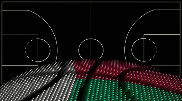 Madagascar Basketball Court Background Basketball Ball Black Background — Stock Photo, Image