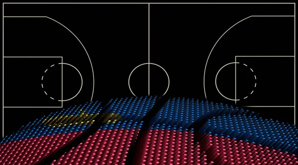 Liechtenstein Campo Basket Sfondo Pallacanestro Palla Fondo Nero — Foto Stock