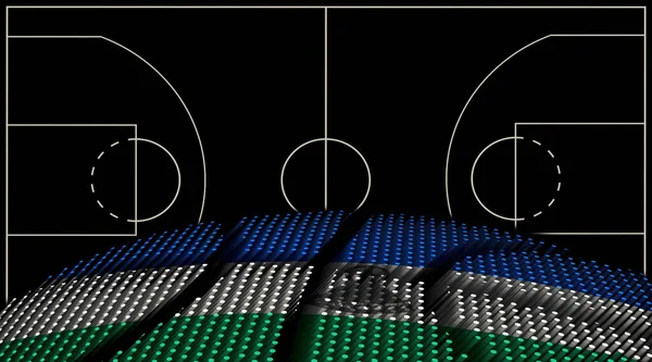 Lesotho Basketball Court Background Basketball Ball Black Background — Stock Photo, Image