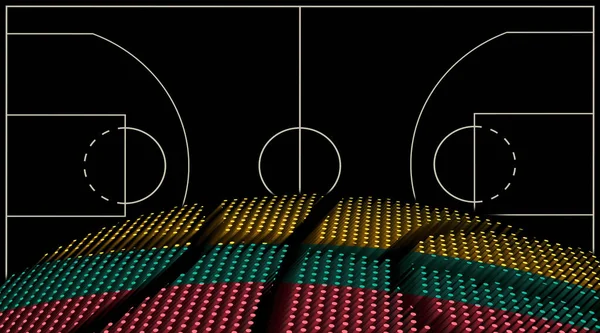 Lithuania Basketball Court Background Basketball Ball Black Background — Stock Photo, Image