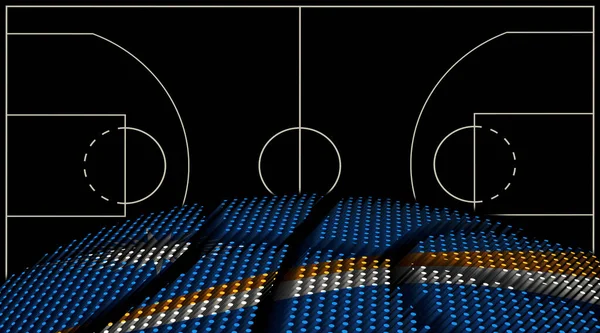 Marshall Eilanden Basketbalveld Achtergrond Basketbalbal Zwarte Achtergrond — Stockfoto