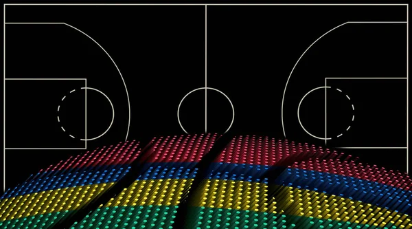 Mauricius Basketbalové Hřiště Pozadí Basketbal Míč Černé Pozadí — Stock fotografie