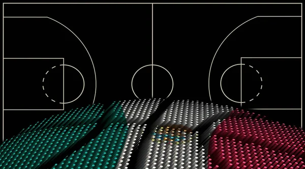 Mexico Basketbal Baan Achtergrond Basketbal Ball Zwarte Achtergrond — Stockfoto