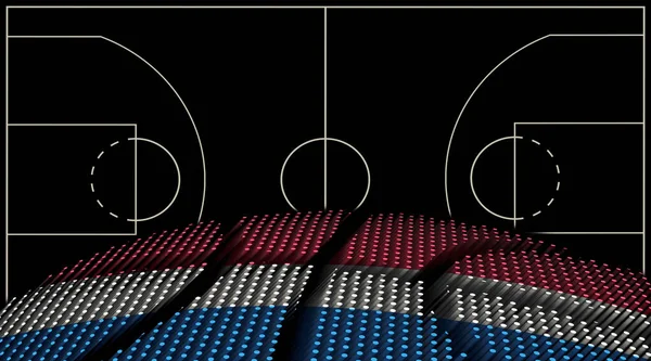 Nederland Basketbalveld Achtergrond Basketbalbal Zwarte Achtergrond — Stockfoto