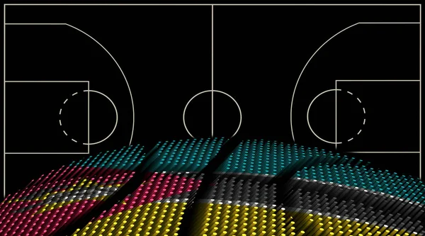 Mozambique Basketball Court Background Basketball Ball Black Background — Stock Photo, Image
