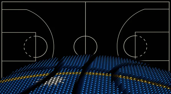 Nauru Basketbalveld Achtergrond Basketbal Bal Zwarte Achtergrond — Stockfoto