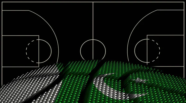 Pakistan Basketbol Sahası Geçmişi Basketbol Topu Siyah Arka Plan — Stok fotoğraf