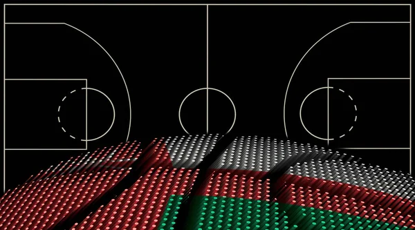 Oman Campo Basket Sfondo Pallacanestro Palla Sfondo Nero — Foto Stock