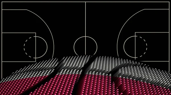 Polen Basketbalveld Achtergrond Basketbal Bal Zwarte Achtergrond — Stockfoto