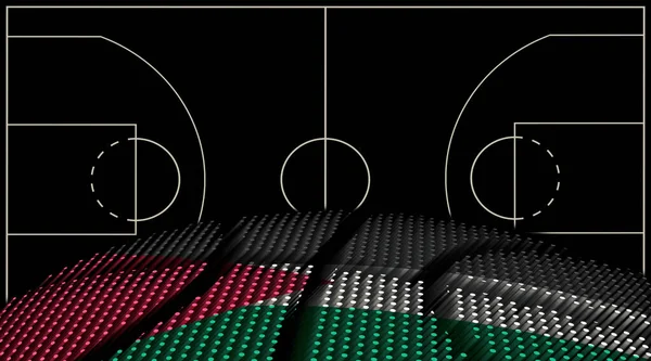 Filistin Basketbol Sahası Geçmişi Basketbol Topu Siyah Arka Plan — Stok fotoğraf