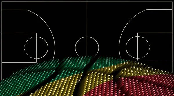 Republik Kongo Basketballplatz Hintergrund Basketball Ball Schwarzer Hintergrund — Stockfoto