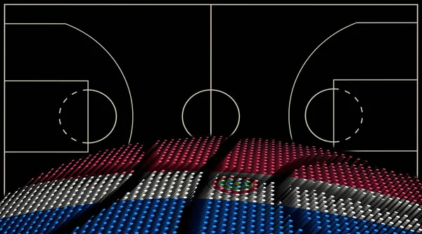 Paraguay Basket Domstol Bakgrund Basket Boll Svart Bakgrund — Stockfoto