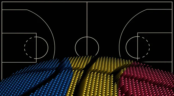 Rumunsko Basketbalové Hřiště Pozadí Basketbal Míč Černé Pozadí — Stock fotografie