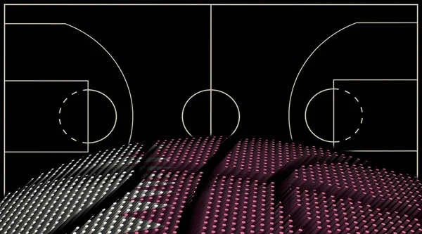 Qatar Basketbal Baan Achtergrond Basketbal Bal Zwarte Achtergrond — Stockfoto