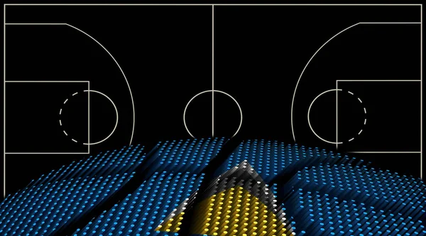 Saintucia Basketbalové Hřiště Pozadí Basketbal Míč Černé Pozadí — Stock fotografie