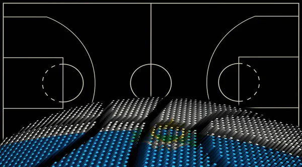 San Marino Basketbalveld Achtergrond Basketbal Bal Zwarte Achtergrond — Stockfoto